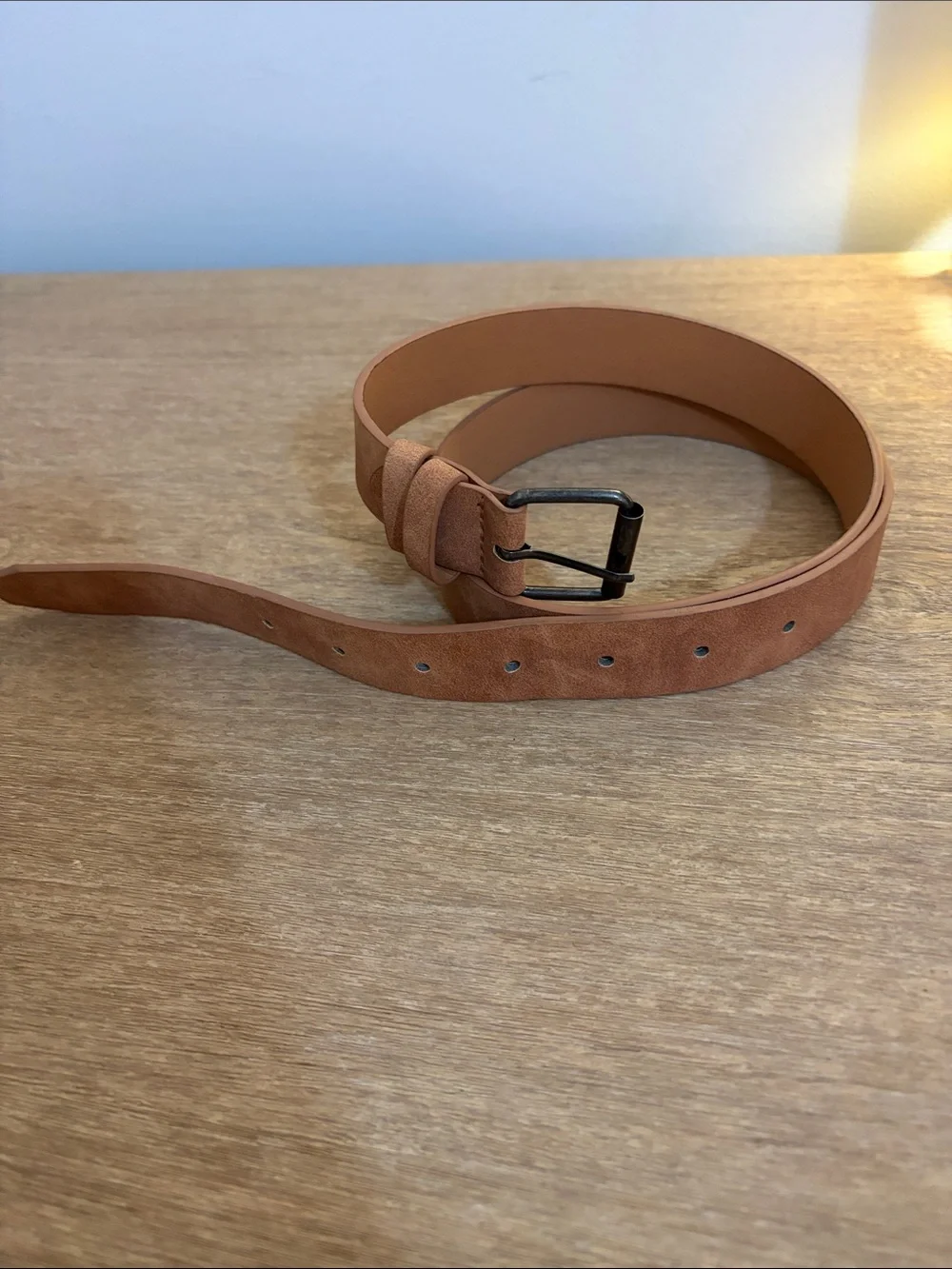 Men's Faux Leather Belt in Tan with Metal Buckle